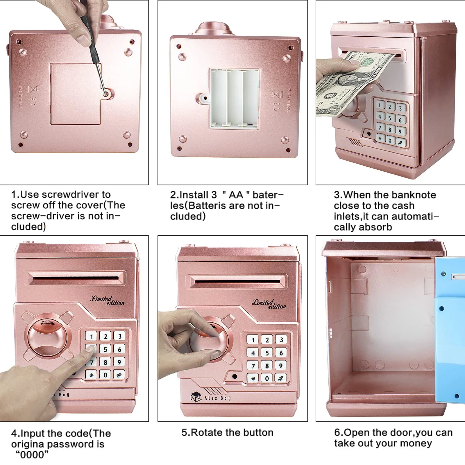 Скарбничка-сейф HUSAN електронна з паролем, фото №5