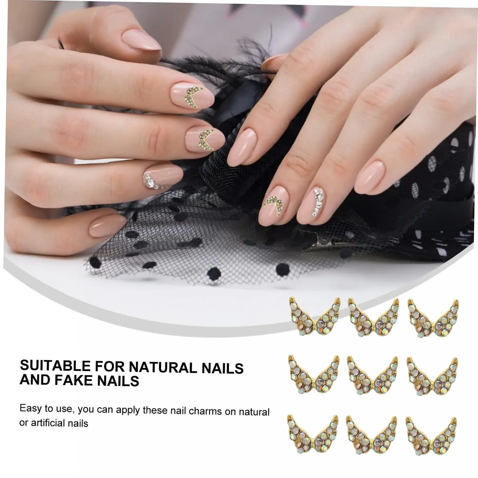 Стрази для нігтів Housoutil Крила,для манікюру, блискучі, високоякісні, фото №5