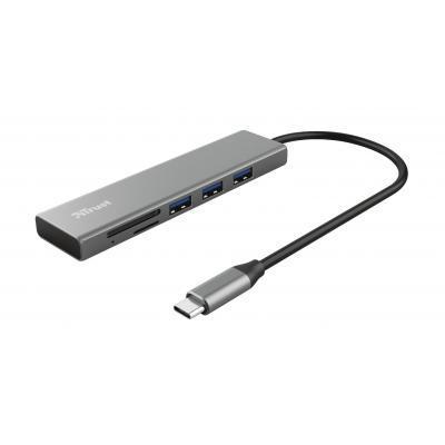 Концентратор Trust HALYX FAST 3USB+CARD READER USB-C ALUMINIUM 24191_TRUST, фото №1