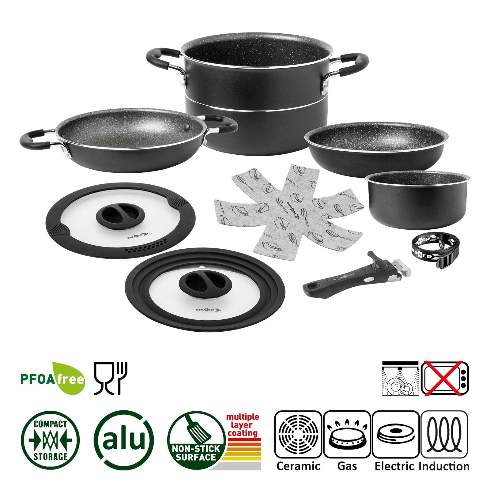 Набор посуды BRUNNER Camping Aluminium Диаметр 20, 22 или 24 см Pirate Vacuum Block Для 4 человек, с покрытием, легкий, высококачественный, штабелируемый, фото №3