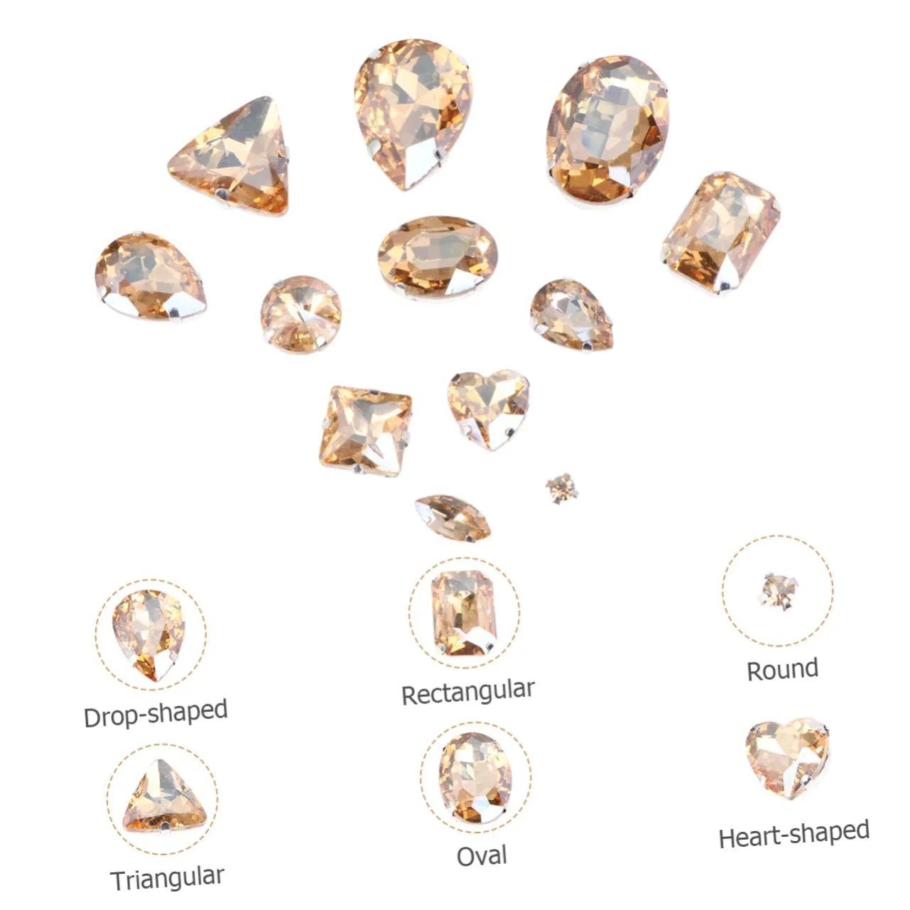 Стразы Стеклянные Operitacx Каплевидной формы Смешанная форма 150 шт., фото №5