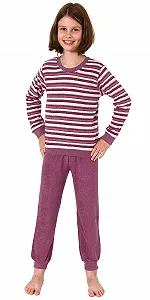 Пижама махровая для девочек с длинными рукавами на манжетах 291 401 13 572 synthetic.ua - Фото 1