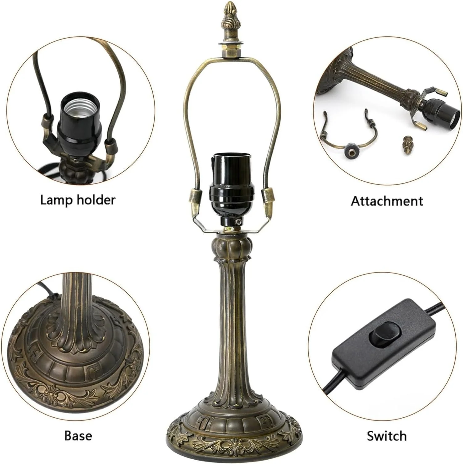 Настільна лампа Tiffany 20 см Вітражне скло Соняшник E27, фото №7