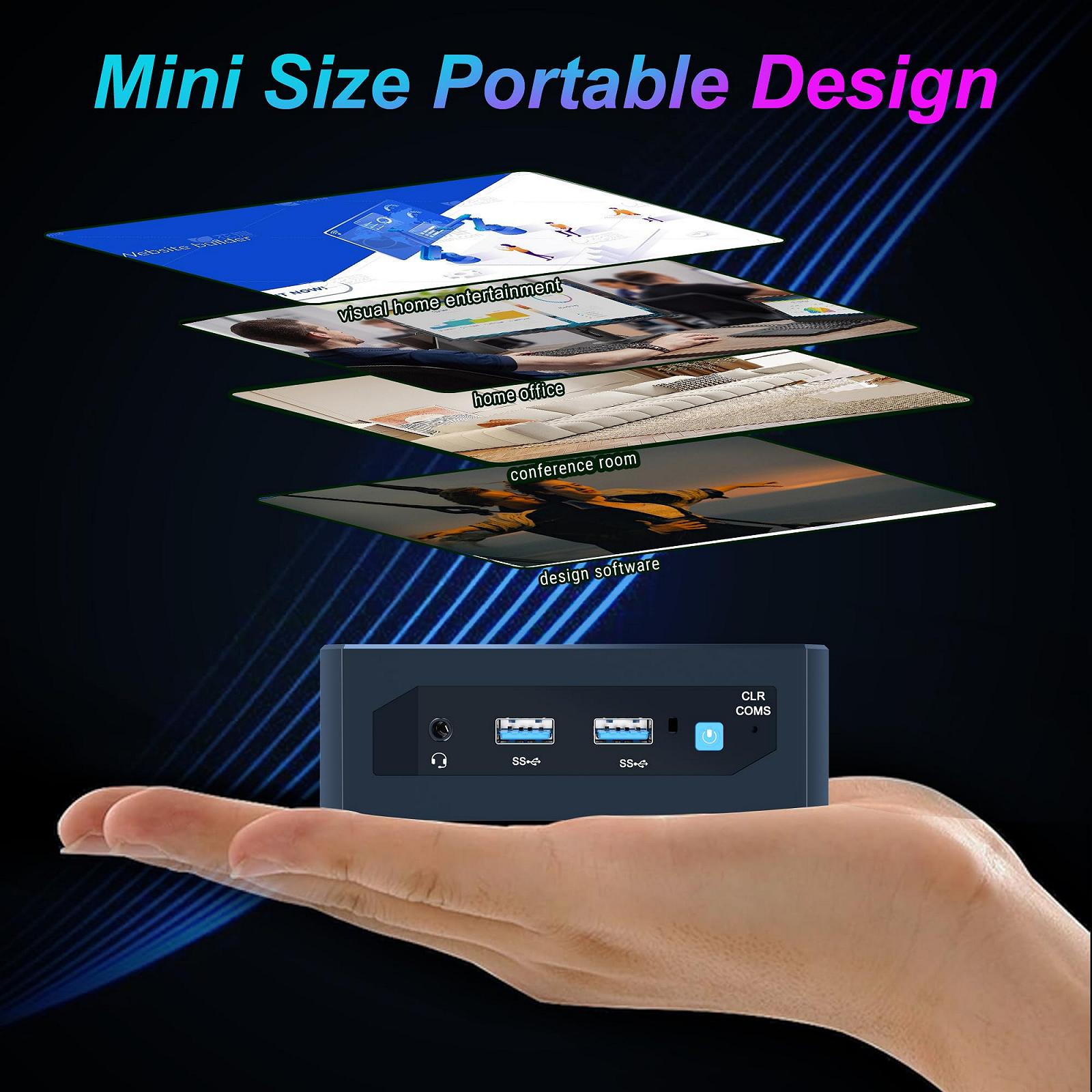 Міні-ПК Intel 12th Alder Lake-N95 16GB RAM 512GB M.2 SSD Windows 11 Pro Чорний, фото №4