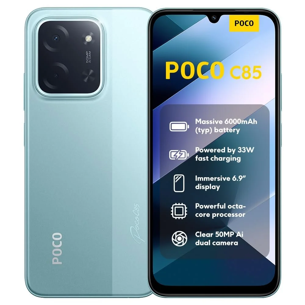 Смартфон XIAOMI Poco C85 6/128 ГБ 6.9 дюйма 120 Гц MediaTek Helio G81-Ultra 50 Мп 6000 мАг Green (Без зарядного пристрою), фото №1