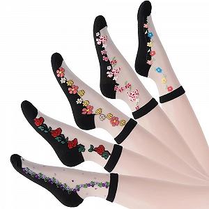 Женские тонкие носки с цветочным узором, носки-чулки, женские полиэстеровые носки для повседневного использования и досуга - Фото 1