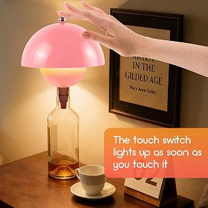 Лампа-насадка на пляшку CEWROM акумуляторна LED USB Рожева synthetic.ua - Фото 1