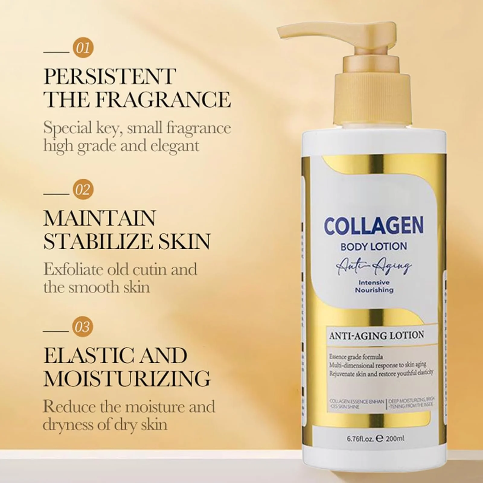 Зволожуючий крем для тіла 200 мл, Крем з натуральним колагеном для живлення шкіри, 3 штуки, фото №3