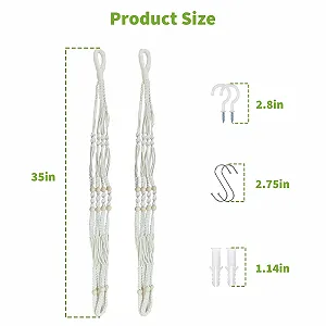 Набор подвесных корзин макраме 2 шт. 35 дюймов хлопок с крючками белый synthetic.ua - Фото 1