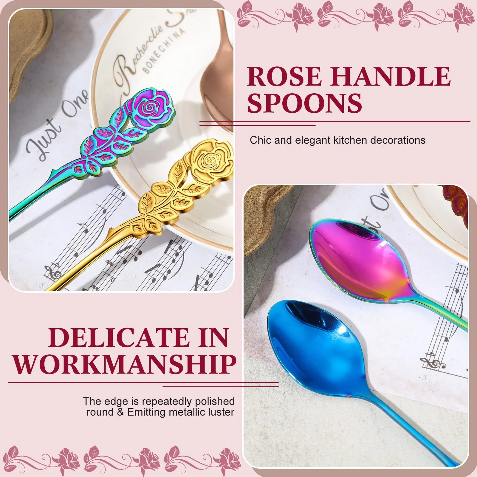 Набір з 6 різдвяних ложок для холодного чаю Chic, нержавіюча сталь, фото №5