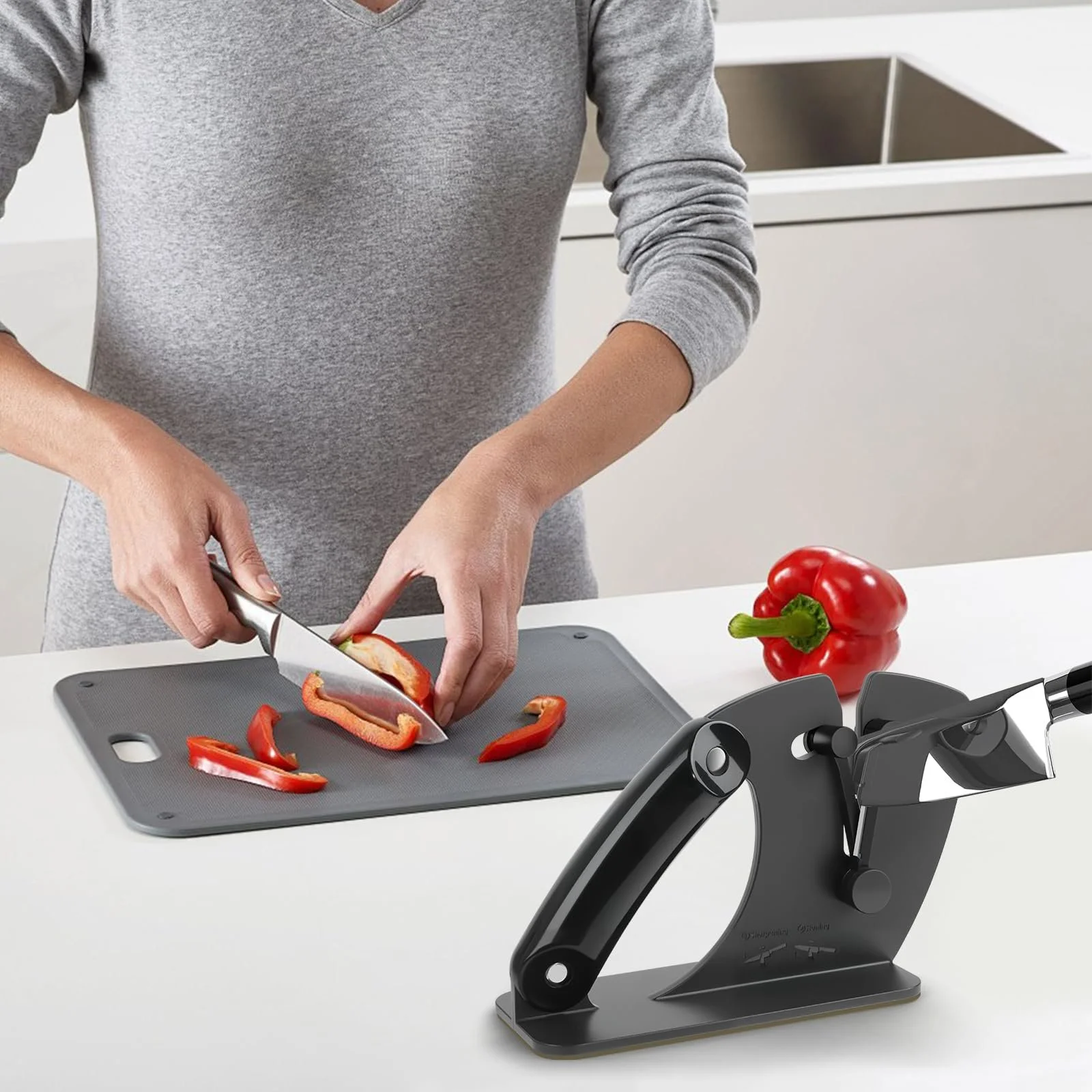 Точило для ножів та ножиць HNCY ручна регульована 22–46° чорна, фото №7