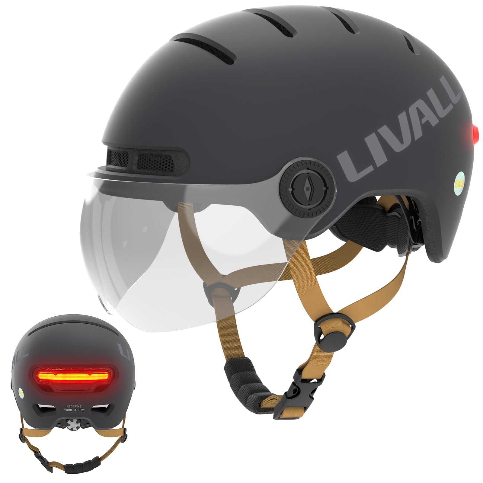 Шолом LIVALL L23 Велосипедний Світлодіодні ліхтарі Знімний козирок Міський Дорослий, фото №1