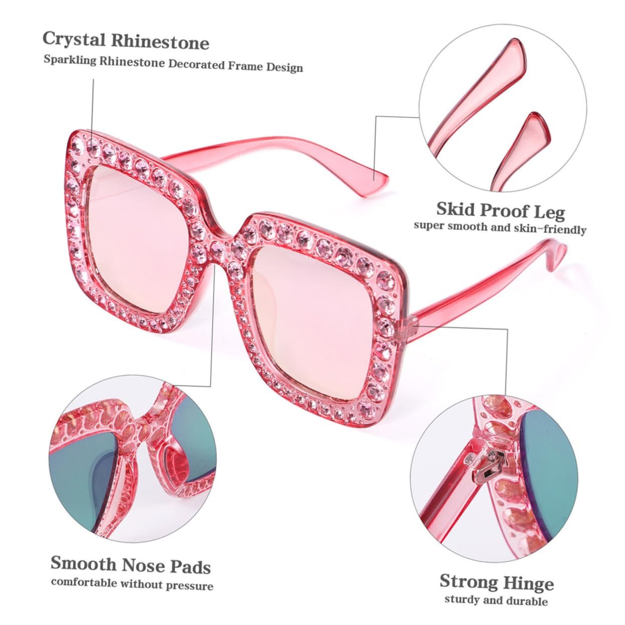Сонцезахисні окуляри Вуличні модні, 4 шт. Рожеві, фото №4