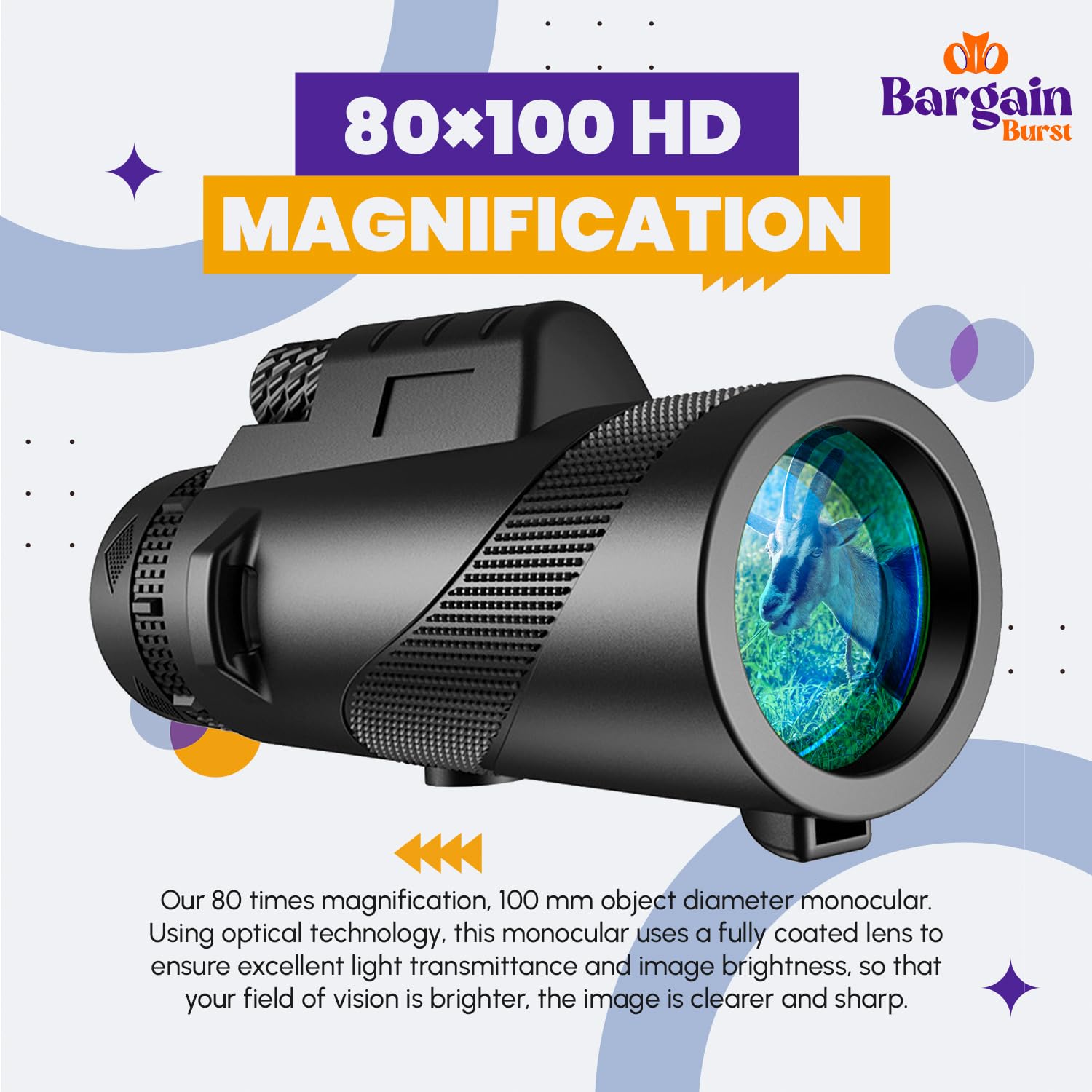 Монокуляр Burst 80 x 100 Телескоп Потужний для смартфона для дорослих Висока чіткість, фото №3