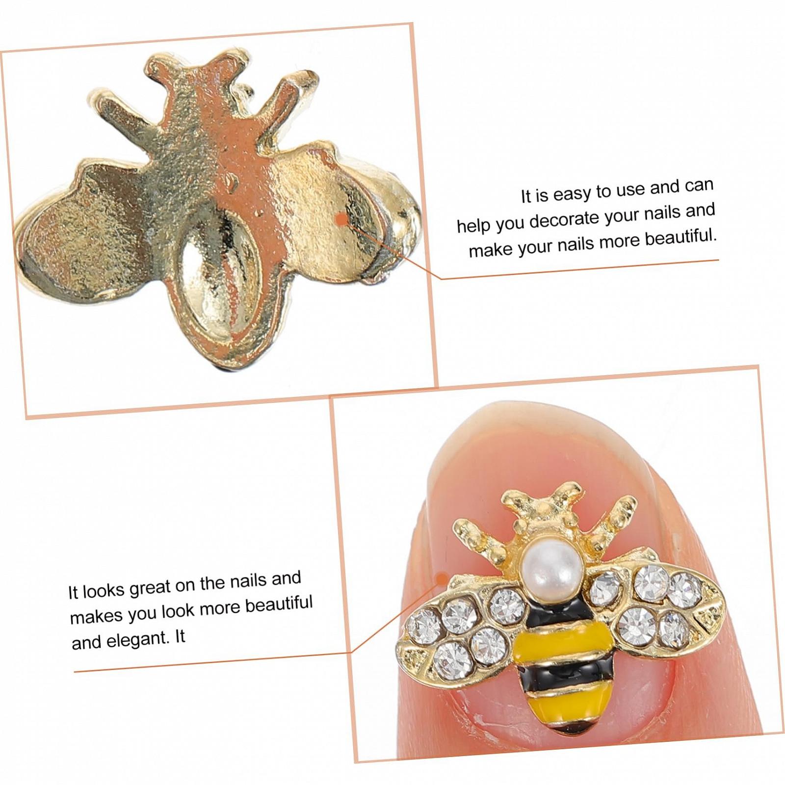 Подвеска для ногтей FRCOLOR Металл Пчелка Украшение для ногтей Свадебное украшение Стразы Украшения для ногтей Alloy 3D ABS, 40 шт, фото №7