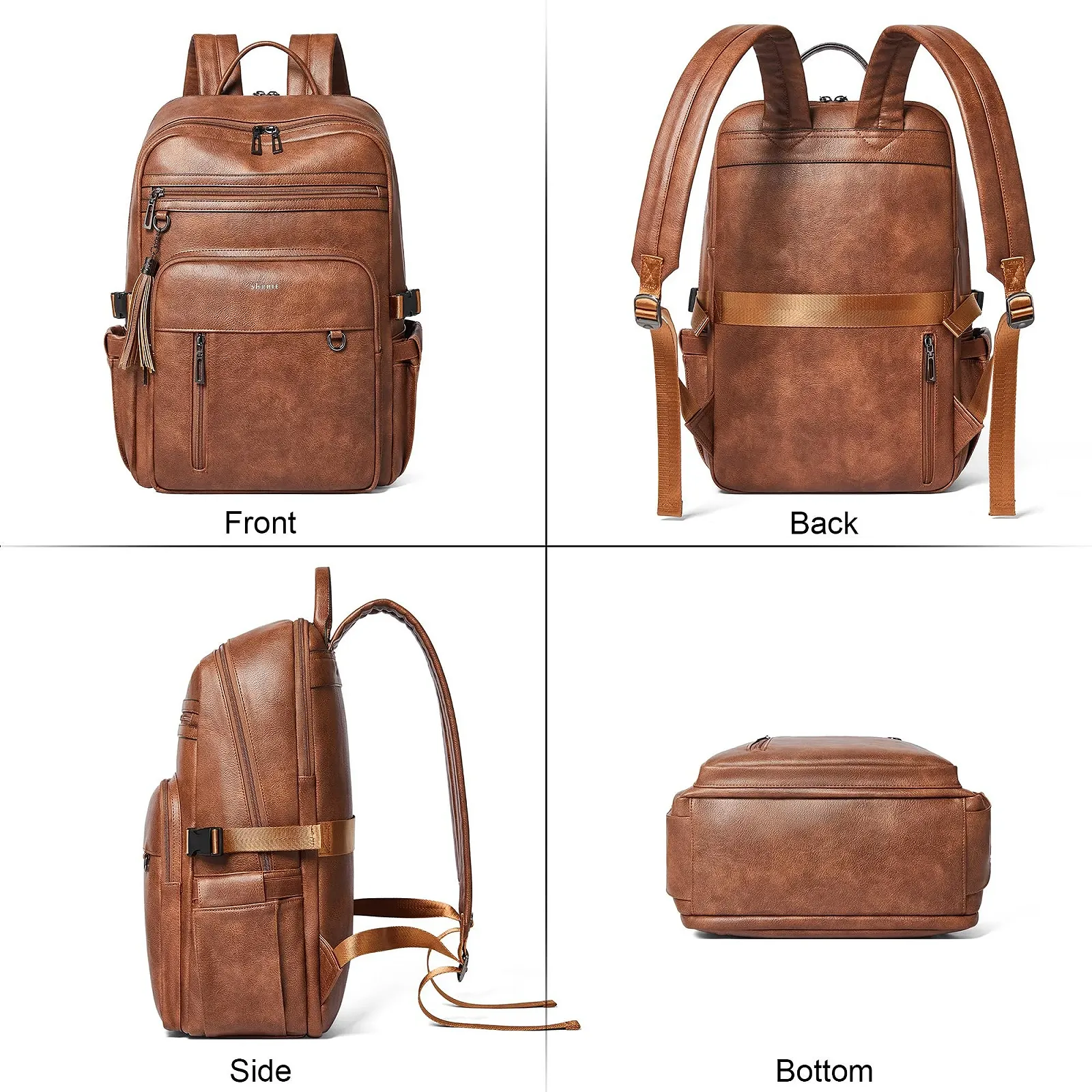 Рюкзак для ноутбука Shrrie 17 дюймов Vegan Leather Карамельно-коричневый, фото №8 Рюкзак для ноутбука Shrrie 17 дюймов Vegan Leather Карамельно-коричневый, фото №8