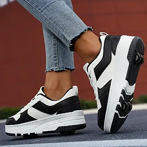 Дитячі роликові кросівки з колесами для хлопчиків та дівчаток, спортивне взуття для вулиці з 4 знімними колесами synthetic.ua - Фото 1