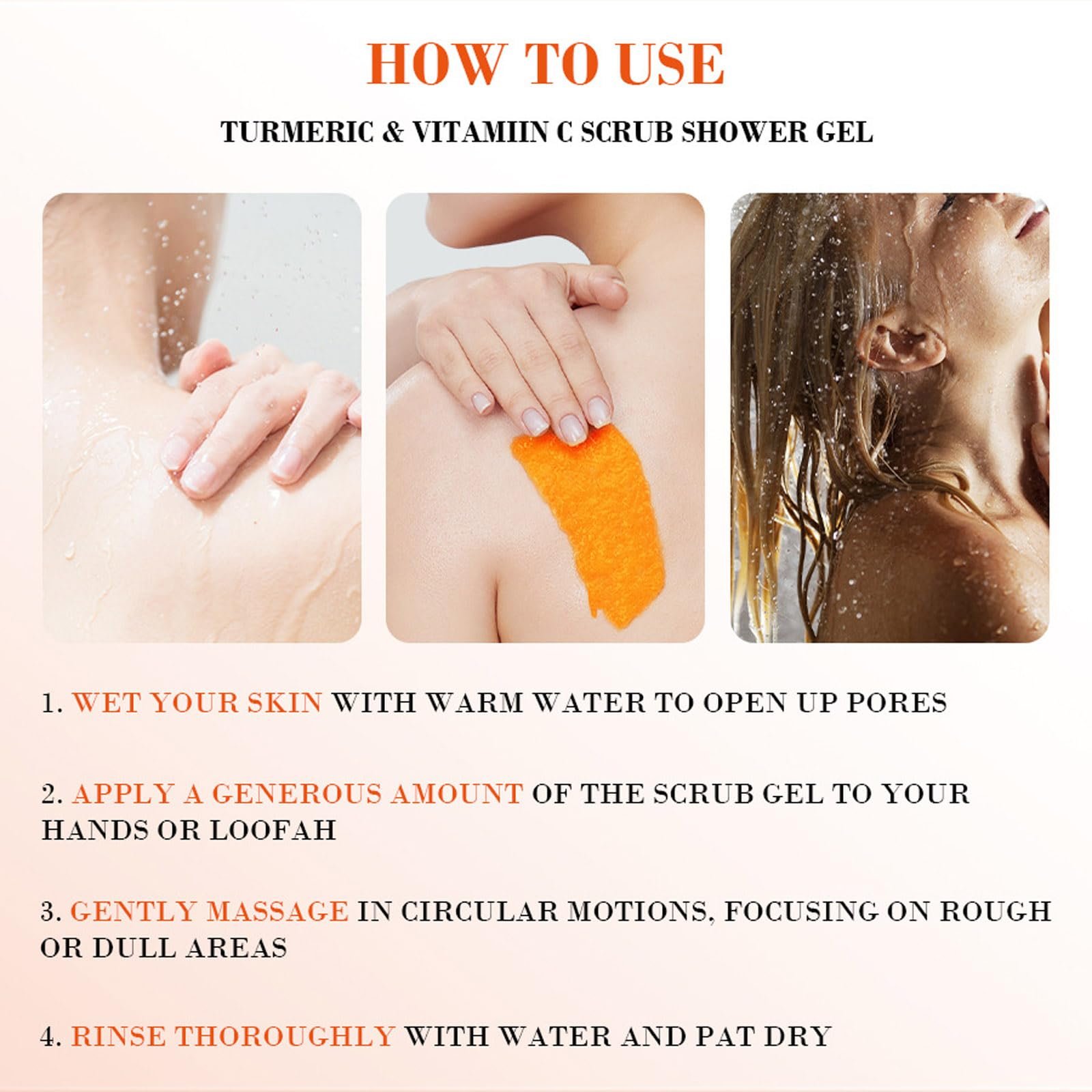 Гель-пілінг для душу Turmeric Vitamin C відлущуючий з куркумою 520 мл, фото №7 Гель-пілінг для душу Turmeric Vitamin C відлущуючий з куркумою 520 мл, фото №7