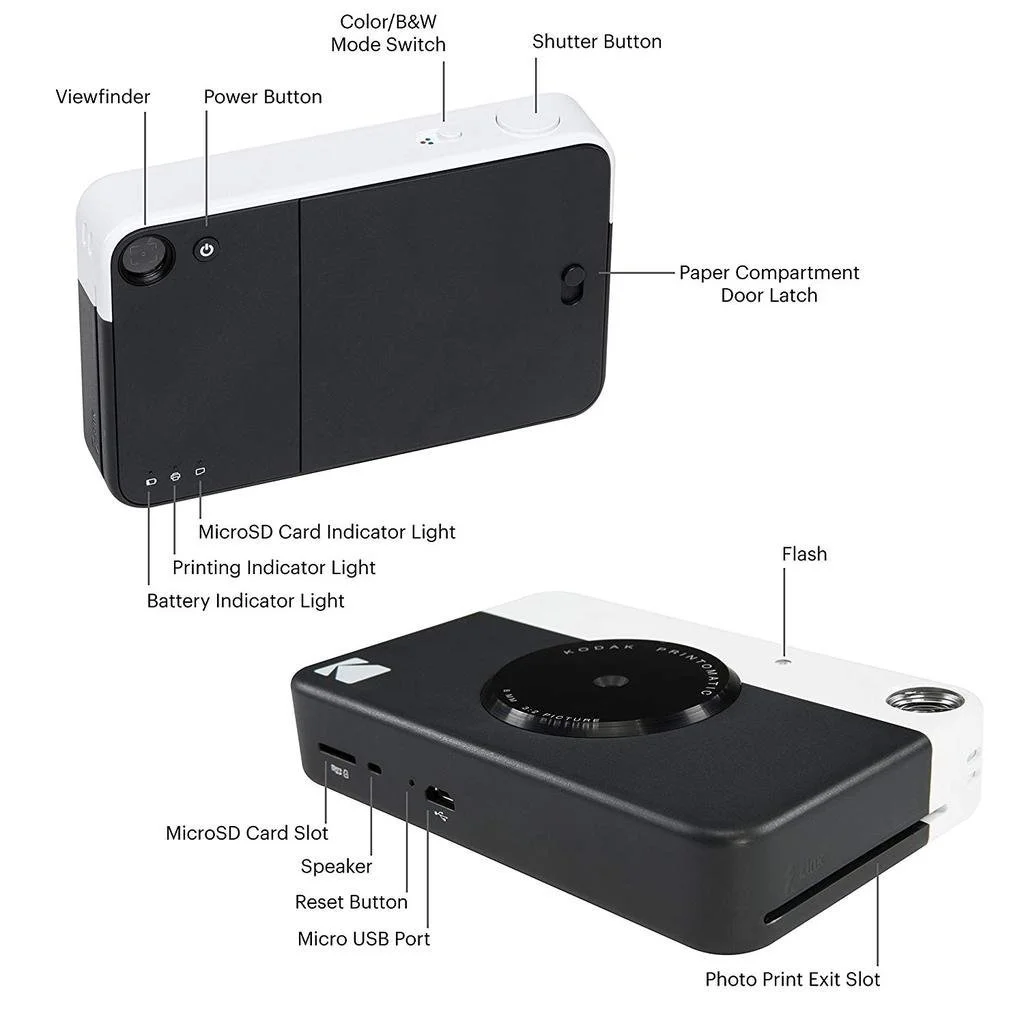 Камера мгновенной печати Kodak Printomatic 20 листов Zink Набор аксессуаров Black, фото №3