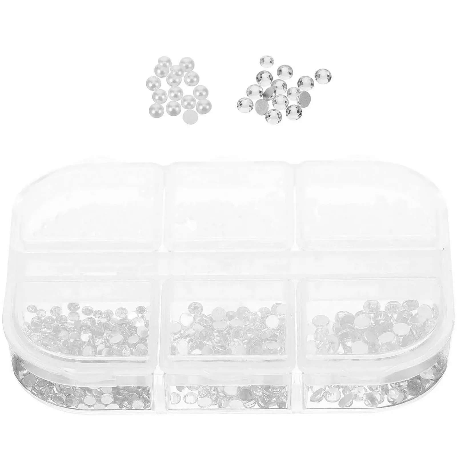 FOMIYES, 1 коробка, плоскі стрази, бісер, 3D півкруглий дизайн, дорогоцінні камені для нігтів, фото №1