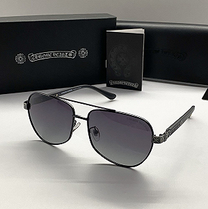 Мужские солнцезащитные очки черные Chrome Hearts Polarized - Фото 1