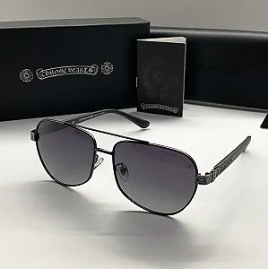 Чоловічі сонцезахисні окуляри чорні Chrome Hearts Polarized - Фото 1