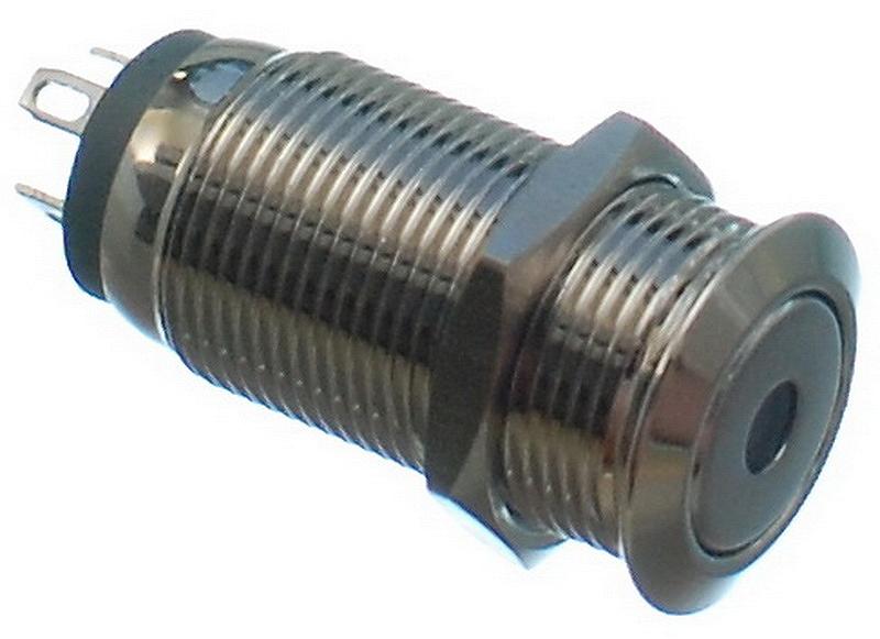 Кнопка антивандальна VJ Parts d14mm стрижка 12mm h25mm 2 положення 4 контакт індикація, фото №1