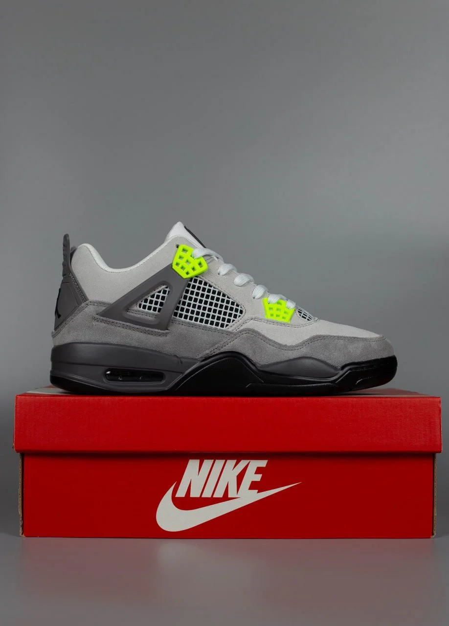 Мужские кроссовки Nike Air Jordan 4 Retro Grey light green, фото №1 Мужские кроссовки Nike Air Jordan 4 Retro Grey light green, фото №1