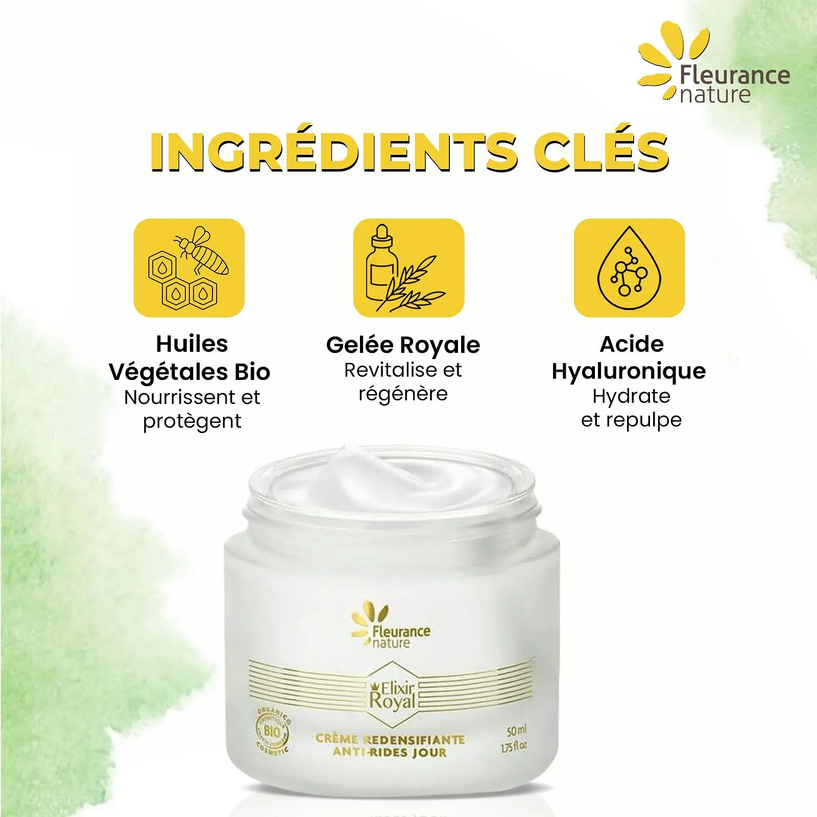 Денний крем FLEURANCE NATURE Elixir Royal проти зморшок з маточним молочком та гіалуроновою кислотою 50 мл, фото №4
