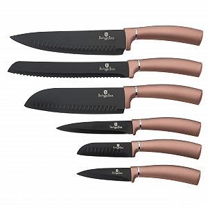 Набір Ножів Berlinger Haus Rose Gold, 6 од., сталь, з антипригарним покриттям, Ніж кухарський, Ніж для хліба, Сантоку, Універсальний, Для чищення овочів - Фото 1
