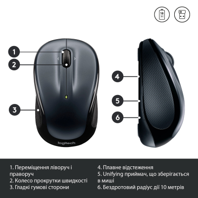 Мышка Logitech M325s Wireless Dark Silver (910-006812), фото №9