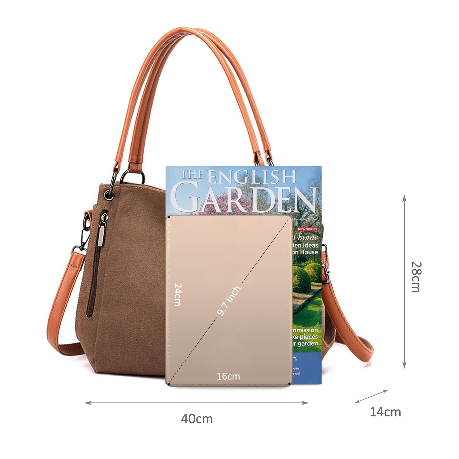 Сумка жіноча NICOLE & DORIS Полотняна Велика на плече з ручками Коричневий, фото №5