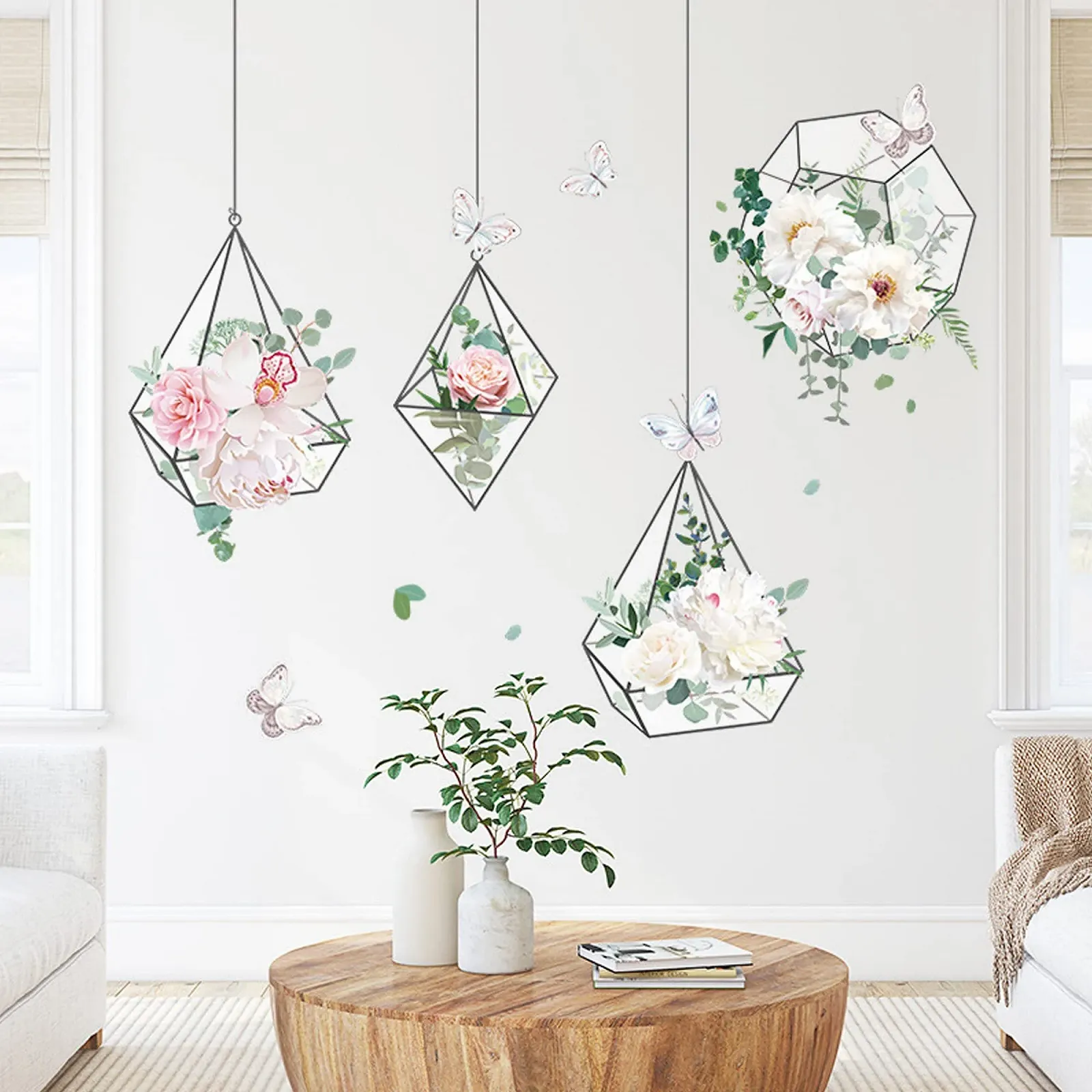 Настенная наклейка Flowers Hanging Watercolour Flower Pot самоклеящаяся, фото №2