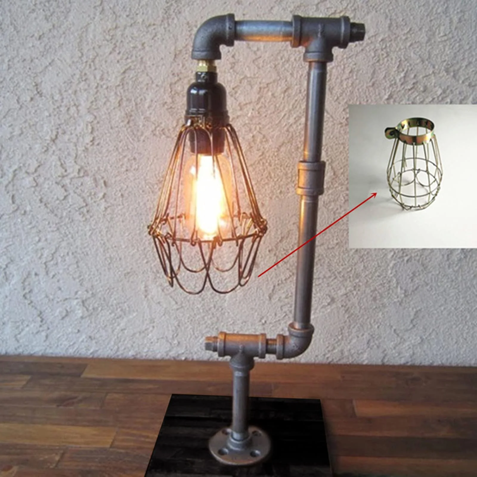 Настільна лампа Industrial Vintage Steampunk металева залізна водопровідна труба 5408, фото №4