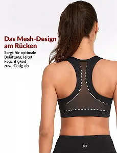 Спортивный бюстгальтер Yvette Strong Hold Front Closure Large Size Mesh Racer Back для бега, джоггинга, верховой езды synthetic.ua - Фото 1