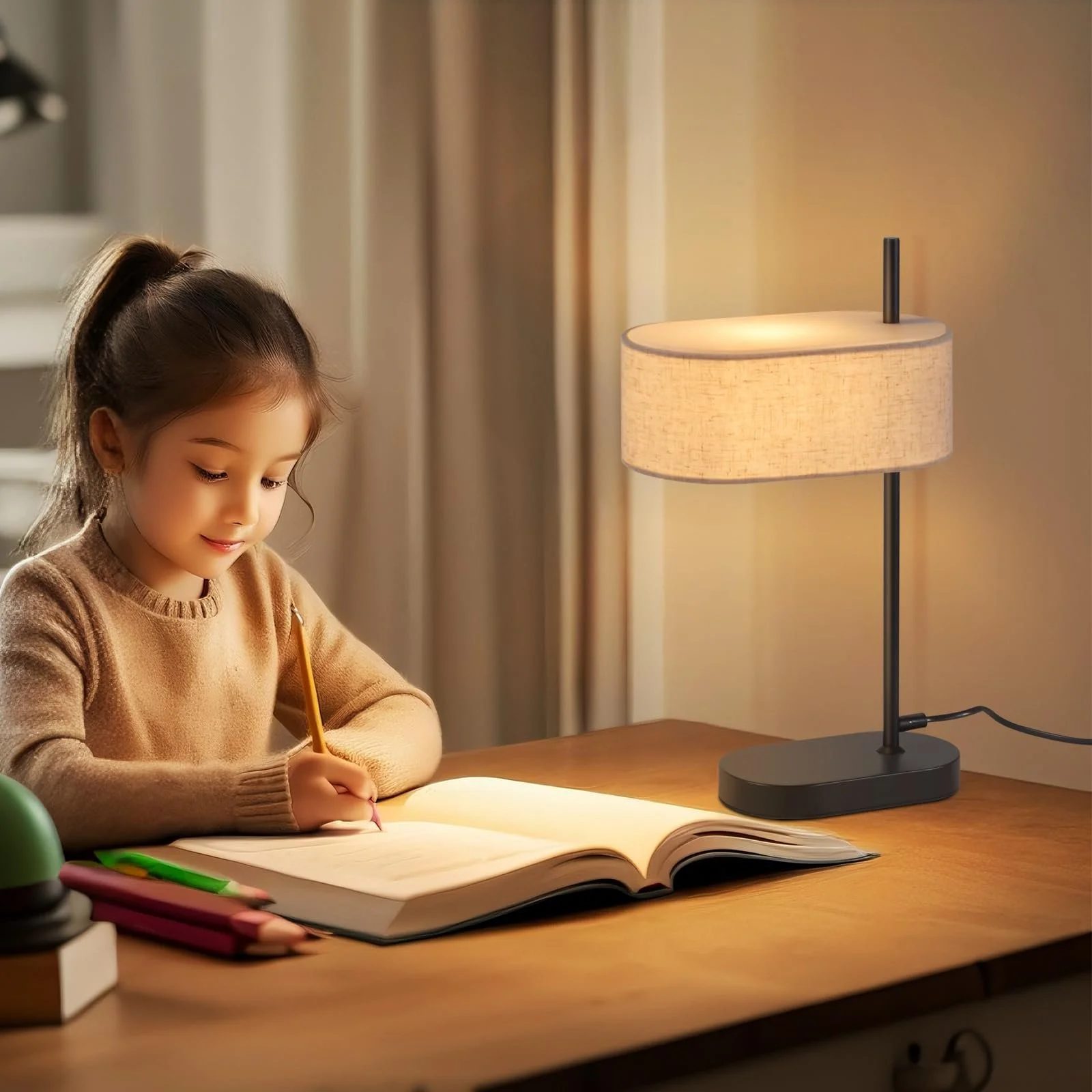 Настільна лампа CBJKTX Bedside Lamp Vintage E14 набір із 2 шт. чорна, фото №4