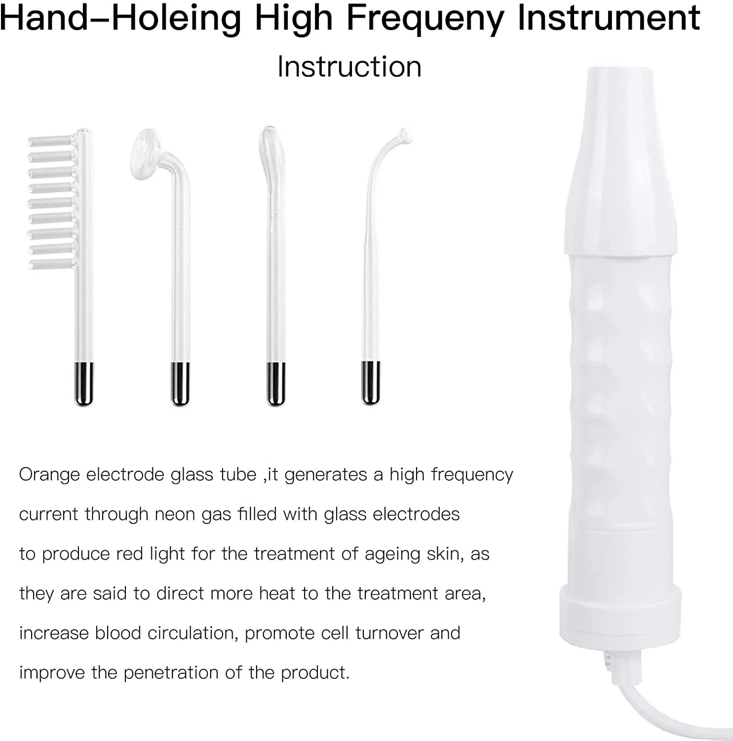 Высокочастотный прибор для лица с 4 электродами, фото №8