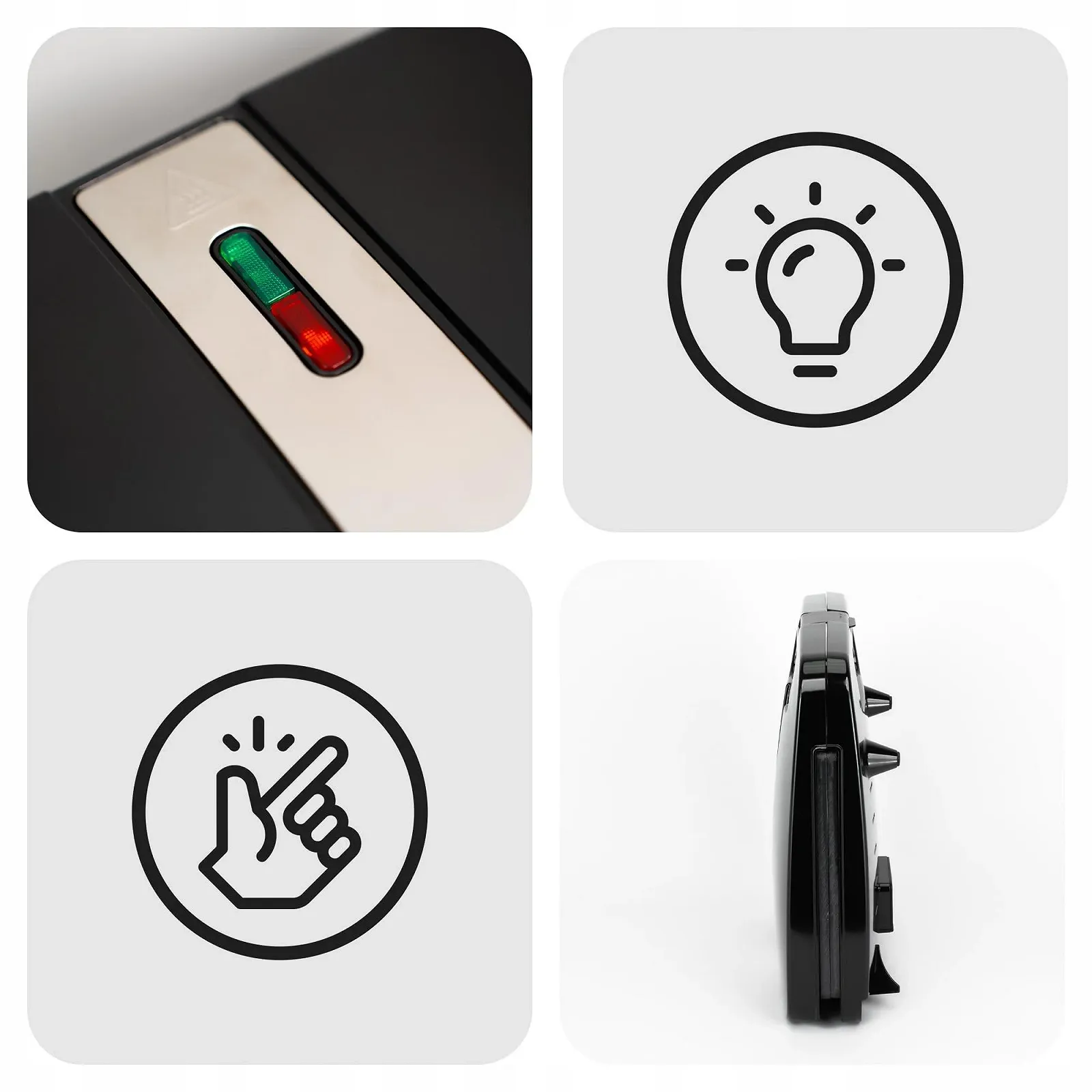 Сендвічниця Huslog Для сендвічів, паніні, грилю 1400 Вт Чорний, фото №7