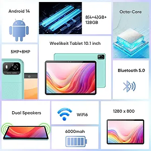 Планшет 10.1" Weelikeit C19W 4+4/128Gb / 8 ядер / Android 14 / 6000 mAh / Чорно-сірий ціна на synthetic.ua - Фото 1 Планшет 10.1" Weelikeit C19W 4+4/128Gb / 8 ядер / Android 14 / 6000 mAh / Чорно-сірий synthetic.ua - Фото 1
