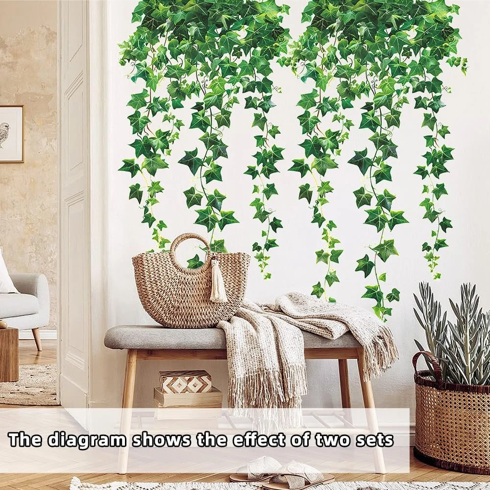 Наклейка на стіну milaosk Hanging Green Leaves самоклейна, фото №4
