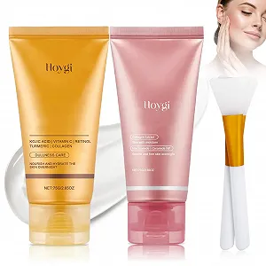 Маска Collagen + Маска с куркумой, Collagen Overnight Mask, Маска-пленка Collagen, глубокое увлажнение, уменьшает морщины и улучшает эластичность кожи, с 2 кисточками - Фото 1