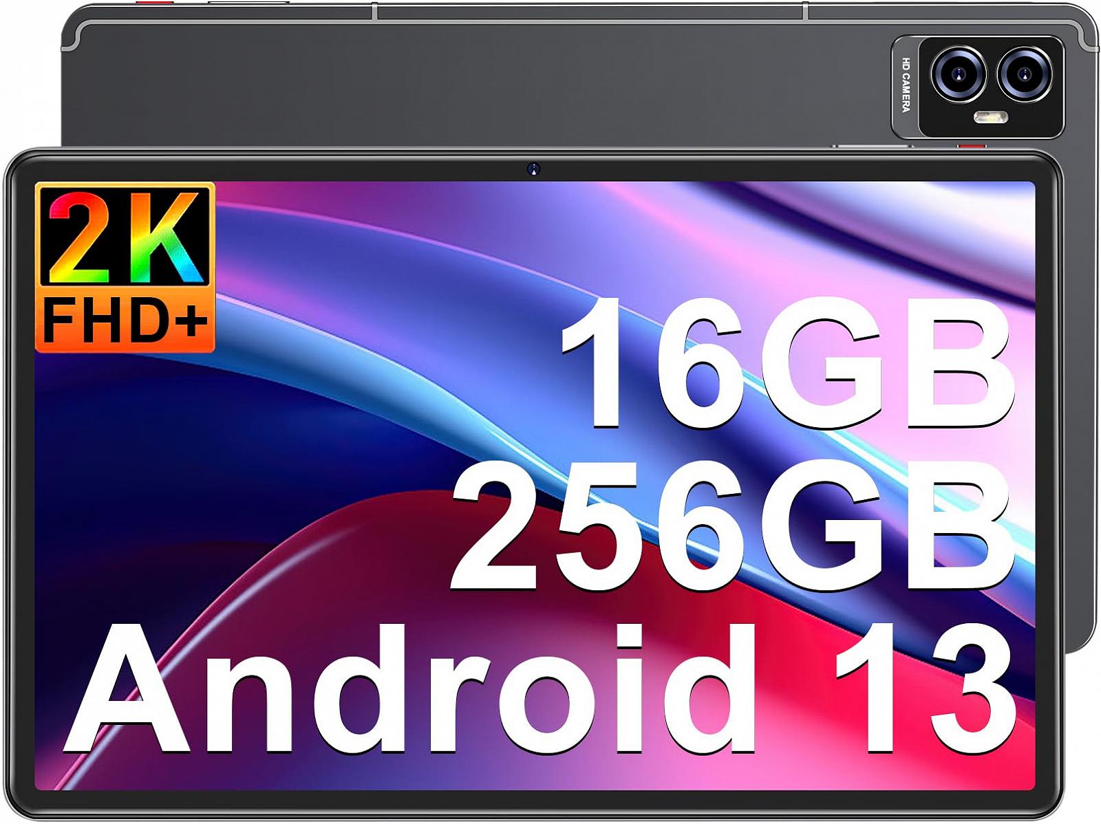 Планшет FACETEL 11-дюймовый Android 13 5G WiFi, GMS сертификация, Octa-Core RAM 16GB ROM 256GB TF 1TB | 8600mAh | 2000 x 1200 | 5MP + 13MP, с чехлом, Серый, фото №1