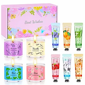 Крем для рук Набір Ароматизовані свічки Подарунки для жінок, 6 кремів для рук i 4 ароматизовані свічки - Фото 1