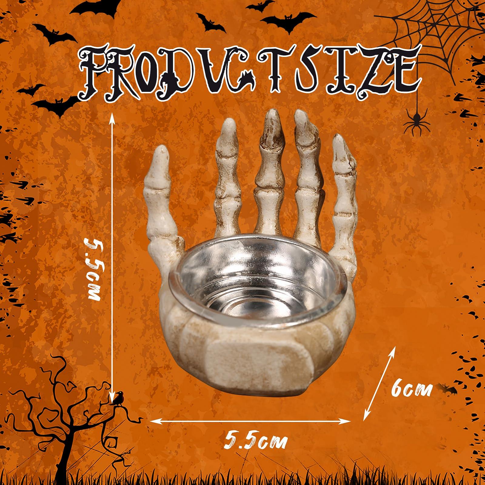 Подсвечник Skeleton Hand Tea Light Gothic Candle Holder Skull Shape Halloween Decoration Tea Light Holder Skeleton Skull Gothic Figure Tea Light Candle Hand, фото №3