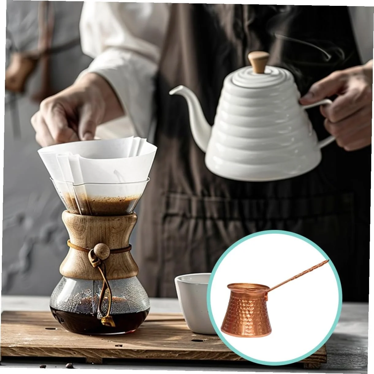 Турка HOMSFOU Мідна Cezve для Турецької Кави Мідна Cezve для Кави Металева Espresso, фото №8