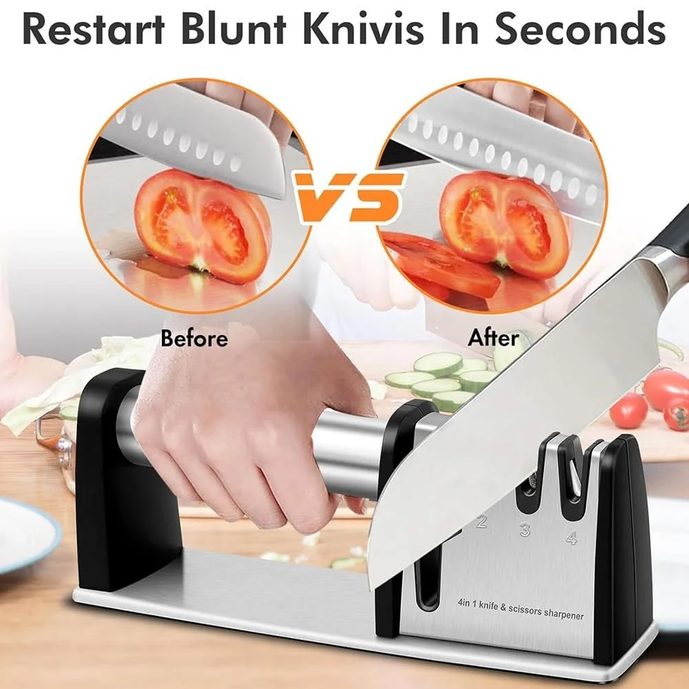 Точило для ножів Професійне 4 в 1 для кухонних ножів та ножиць, фото №6