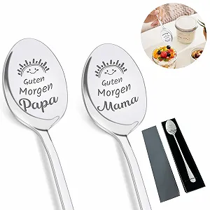 Набор из 2 кофейных ложек с гравировкой Guten Morgen Papa Mama - Фото 1