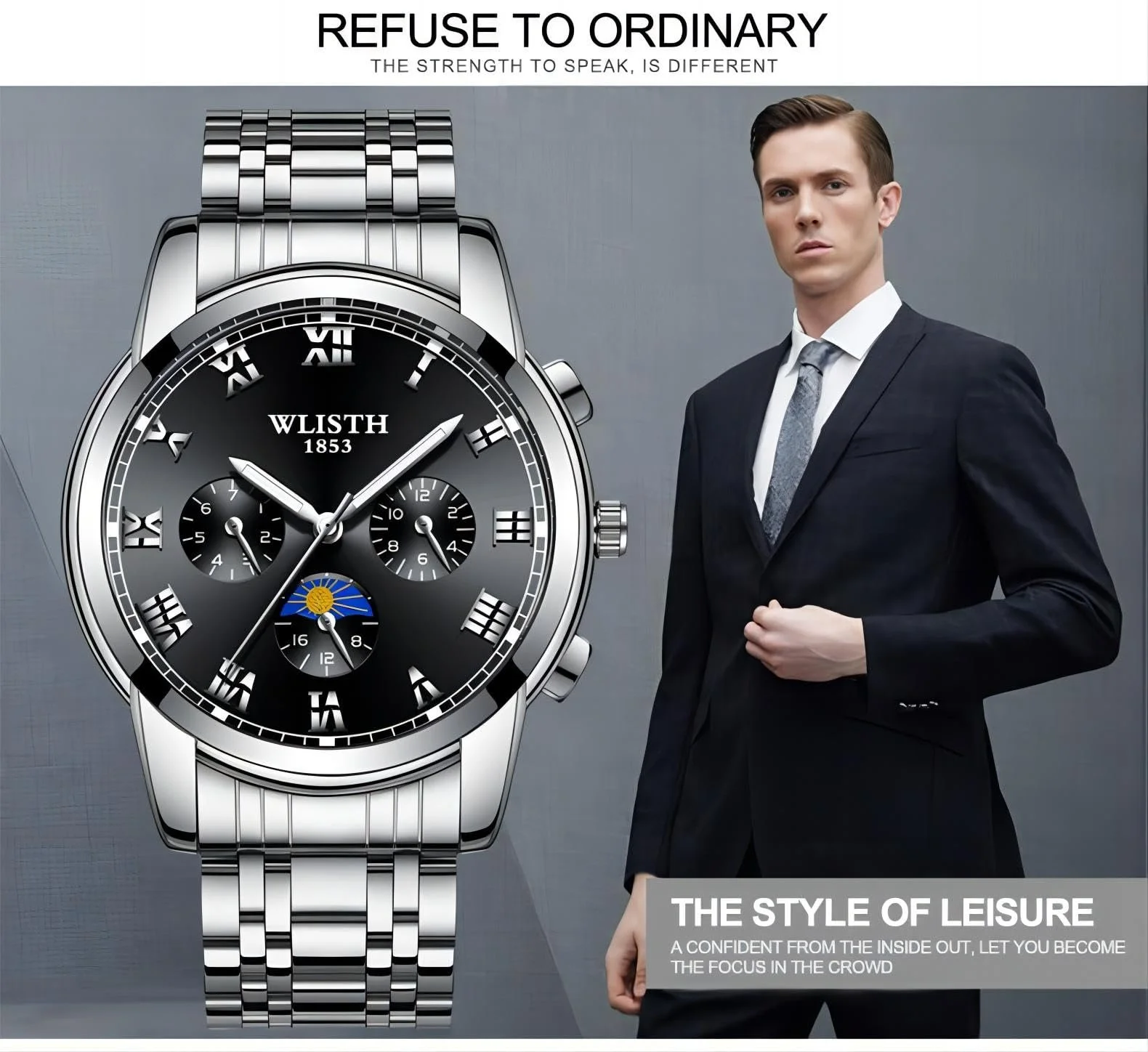 Часы Masala Casual MSL Watch H-008-03, Серебристый Ремешок / Синий Циферблат, Modern, фото №5 Часы Masala Casual MSL Watch H-008-03, Серебристый Ремешок / Синий Циферблат, Modern, фото №5