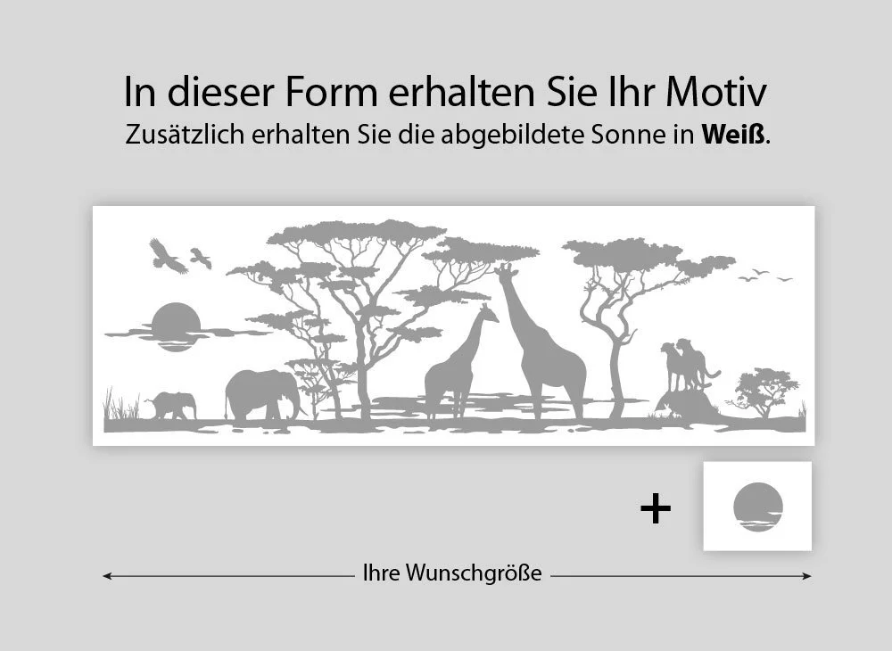 Наклейка на стіну Wandora G012 Africa Savannah Giraffe Elephant 150 x 46 см мідна, фото №3