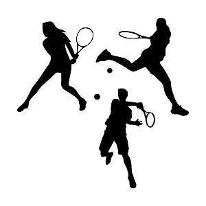 Наклейка на стіну Тенісні гравці вінілова 57 x 57 см чорна - Фото 1